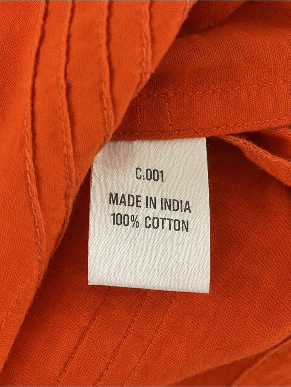 NWT ANOKHI Organic Cotton Pintuck Top Orange XS - Picture 5 of 6